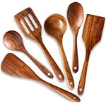 6 pcs Best Wooden Kitchen Utensils Non Stick Cooking Spoons Wood Spatula Serving Spoon Soup Ladle Utensils Set