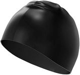 Darbermu Swimming Cap for Men and Women, Adult Swimming Hat Swim Cap, Comfortable Fit, Waterproof Swimming Hat, Silicone Unisex's Swim Cap (Black)