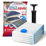 Spacesaver Premium Vacuum Storage Bags. 80% More Storage! Hand-Pump for Travel! Double-Zip Seal and Triple Seal Valve! Vacuum Sealer Bags for Comforters, Blankets, Bedding, Clothing! (Jumbo 5 Pack)