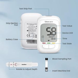 Sinocare Blood Sugar Testing Kit – Glucose Monitor with Test Strips