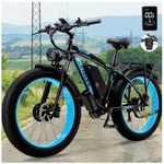 2000W Electric Bike for Adults, Dual Motor AWD Fat Tire Electric Bicycle All Terrain Ebike E Bike with 48V/23Ah Removable Battery Top Speed to 50km/h, 7 Speed UL&GCC Certification (Black Blue)