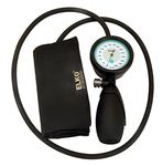 ELKO EL-420 Palm Type Aneroid Blood Pressure Monitor Sphygmomanometer with Carry Case | Large Cotton Cuff (Black)