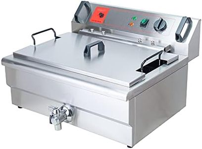Valgus Friteuse électrique commerciale en acier inoxydable 3000W 30L Machine à frire de cuisine de grande capacité avec panier et couvercle, système de vidange pour le restaurant et la maison