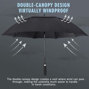 ZOMAKE 62" Golf Umbrella – Large Windproof, Black
