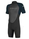 O'Neill Men's Reactor-2 2mm Back Zip Short Sleeve Spring Wetsuit, Black/Slate, S