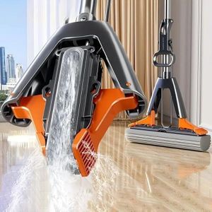 Brille Bee PVA Sponge Mop with, Easy Butterfly Squeeze Roller Mop for Floor Cleaning, for Kitchen, Bathroom, Office