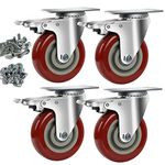 Copsrew 4" PVC Heavy Duty 1200lbs Swivel Rubber Caster Wheels with Safety Dual Locking Casters Set of 4 with Brake