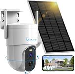 4MP QHD Solar Security Camera Outdoor Wireless WiFi, UCOCARE 360° PTZ Surveillance Cameras with 5W Solar Panel & 15000mAh Battery, PIR Motion Detection Alarm, 30m Color Night Vision, 2-Way Talk, IP66