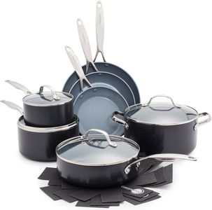 GreenPan Valencia Pro 11-Piece Ceramic Non-Stick Cookware Set – PFAS-Free, Induction Safe, Grey