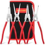 TOOLEAGUE 4 Pcs Snap Ring Pliers Set, Circlip Pliers, 13 inches Internal/External Heavy Duty for Ring Remover Retaining Straight Bent Lock Ring Pliers Set