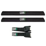 COR Surf Aero Roof Rack Pads and Premium Scratch-Resistant Cam Buckle Tie Down Straps with Protective Silicone Combo for Surf, SUP, Canoe and Kayak Rack Universal (Small Black, 28")