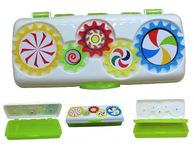 Neoinsta Big Size Plastic School|Geometry|Stationery|Pencil Box with 5 Plastic Colorful rotatable Rings on top of it (Green)