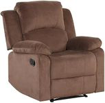 Phoenix Home Manual Recliner Chair, Soft Fabric Overstuffed Recliner Single Sofa Recliner for Living Room, Heavy Duty and Safety Reclining Mechanism,Brown