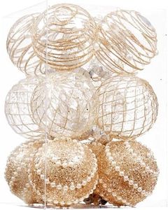 12CT Christmas Ball Ornaments Champagne Shatterproof Clear Large Plastic Christmas Tree Decoration, Delicate Hanging Ornaments for Xmas Party, Wedding, Holiday and Home Décor(70mm/2.76")