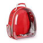 Petlicious & More Pet Transparent Cat Carrier Backpack Puppy Kitty Breathable Carriers for Travel Capsule Backpack (Red)