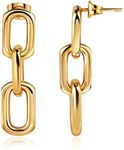 Barzel 18K Gold Plated Symmetrical Drop Chain Earrings for Women - Made in Brazil