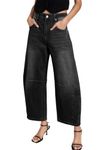 Sidefeel Women's Barrel Jeans Wide Leg Vintage Mid Rise Y2k Baggy Boyfriend Denim Pants, Black, 14