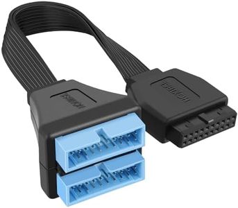 HOXIBSL USB 3.0 Internal Header Splitter,19/20 Pin 1 to 2 Y Type Cable - DIY Products 5.8 in, Black