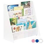 Hartleys Childrens Fun White Wooden Bookshelf - Choice of Fabric Colour