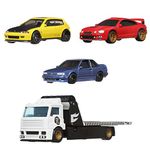 Hot Wheels Premium Collect Display Sets with 3 1:64 Scale Die-Cast Cars & 1 Team Transport Vehicle, Collectors’ Favorites, 2 Sets in the Assortment for Collectors of All Ages