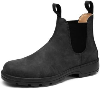 Rihero Mens Black Chelsea Boots Casual Slip On Comfy Work Boots Size 8