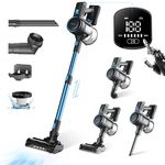 HAIMEEC - Cordless Vacuum Cleaner with Dust Cup, LED Headlights, Removable Vacuum, Crevice Tool, Cordless Vacuum Cleaner for Household Pet Hair, Carpets and Hard Floors, 45