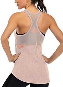 ICTIVE Workout Tank Tops for Women Sleeveless Yoga Tops for Women Mesh Racerback Tank Tops Muscle Tank Workout Tops for Women Backless Running Tank Tops Activewear Gym Tops Apricot XXL