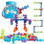 48 Piece Suction Cup Toys Construction Set, Silicone Building Blocks DIY Blocks Toys - Darts Sucker Toys are Fun Bath Toys,Sensory Toy for Toddlers 3 Year Old Boys and Girls