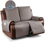 KinCam Waterproof Loveseat Recliner Cover, Non-Slip Reclining Couch Covers for 2 Seat, Recliner Sofa Cover Furniture Protector with Elastic Straps for Kids, Pets, Khaki