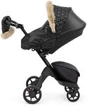 Stokke Xplory X Winter Kit, Onyx Black - Protects Baby from Cold Weather & Wind - Includes Fleece Mittens for Parents - PFC-Free Fabrics, Reflective Zipper, Genuine Sheepskin Rims