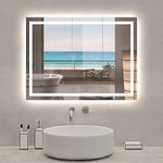 Xinyang 800x600 Illuminated Led Bathroom Mirror with Demister Pad [IP44 Rated] Rectangular Backlit Wall Mounted,Touch Sensor Switch,White