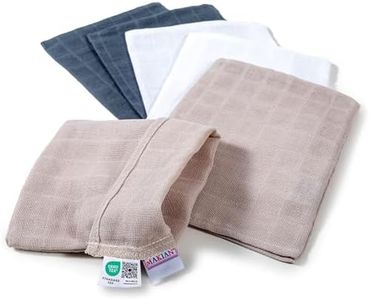 Makian Pack de 6 Ud. Manopla Baño Bebe Recien Nacido, Muselinas Bebe Algodon 100%, Guante Lavado Bebe Homologado por Oeko-Tex, 15x20 cm - Gris/Greige/Blanco
