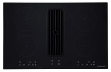 Cookology CIHDD800 80cm Electric 4 Zone Induction Hob with Built-in Downdraft Extractor Fan with 3 Speeds, Max 504m³/hour and Touch Control Panel - in Black