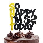 Funny 52 Cake Topper For Men Women Happy 52nd Birthday Cake Toppers Gold & Black Glitter, 52nd birthday decorations for Mom Dad, 52nd Birthday Cake Decorations For Her Him