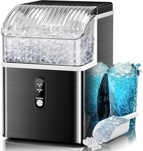 Kismile Nugget Ice Makers Countertop,Portable Ice Machine with Crushed Ice, 35lbs/Day,Self-Cleaning,One-Click Operation for Home Use(Black)