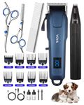 Dog Grooming Kits, 5 In 1 Professional Dog Clippers&Paw Trimmer&Grooming Scissors, Low Noise High Power Rechargeable Cordless Pet Grooming Tools For Small Large Dogs Cats With Thick Heavy Coats，Coupe-pattes Tondeuse Pour Chiens