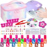 Lubibi Kids Nail Polish Sets - Gifts for Girls Water-Based Peel-off Nail Varnish Sets, Nail Art Kit, Nail Dryer, False Nail for Girls Age 3 4 5 6