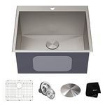 KRAUS Standart PRO 25-inch Drop-in Top Mount 16 Gauge Stainless Steel Single Bowl Laundry Utility Sink, KHT301-25L