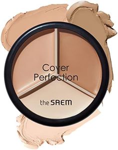 THESAEM Cover Perfection Triple Pot Concealer – 3 Color Concealer with Full Coverage Natural Beige Shade Covers Blemishes Spots, Highlighter & Contouring, 02 Contour Beige