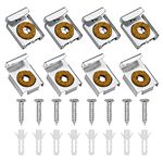 Mirror Fixings,2 Set Spring Loaded Mirror Hanger Clips Stainless Steel Mirror Wall Mounting Brackets Unframed Mirror Mount Clips with Wall Plugs and Screws