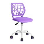 Homy Casa Desk Chair Linen Fabric Seat Ergonomic Swivel Task Chair without Armrest Adjustable Height Office Chair Home Office for Kids Teens, Purple I