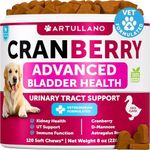 Dog UTI Treatment - Cranberry Supplement & Bladder Control for Dogs - Urinary Tract Infection Incontinence Pill, Bladder Stones - UTI Medicine Treats - 120 Soft Chews for Kidney Support with Fish Oil