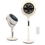 AirCraft Home, Lume Remote Control Fan with LED Backlight & Timer, Ultra Quiet 3D Oscillating Air Circulator, Converts from Pedestal Fan to Desk Fan, 3 Modes, 12 Speeds, 1.5m Cable