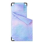 Wake In Cloud - Cot Nap Mat with Pillow and Blanket, for Toddler Kids Boys Girls in Daycare Kindergarten Preschool Pre K with Elastic Corner Straps, Mermaids Scales in Gradient Pink Purple Blue