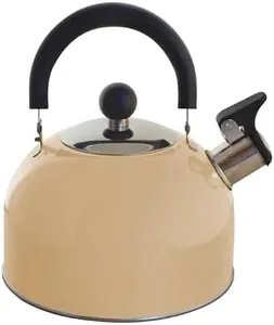 Lily's Home 2 Quart Stainless Steel Whistling Tea Kettle, the Perfect Stovetop Tea and Water Boilers for Your Home, Dorm, Condo or Apartment. (Pastel Cream)