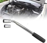 Wheel Brace for Car, Universal Telescopic Wheel Wrench, Extendable Car Lug Wrenches with 17mm, 19mm, 21mm & 23mm Reversible Sockets, for Tyre Change, Roadside Emergency