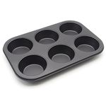 Muffin Baking Pan, Cupcake Baking Pan (Let’s Baking), Carbon Steel, Non Stick by Lovekitchen Store (1pc 6-cups pan)