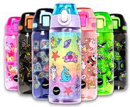 Fringoo Kids Water Bottle with Straw 100% Leak Proof BPA Free 600ml Bottle for School Nursery Travel Kids Narwhal & Seahorse 600ml