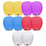 SHENGMEI Chinese Sky Lanterns Memorial - 10/20 Pack Sky Lanterns to Release in Memory - Large Love White Color Paper Lanterns to Make Wishes for Outside Halloween Christmas (Color Lanterns-10PCS)