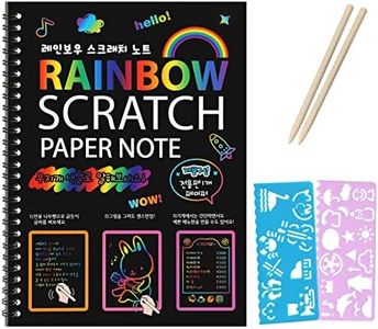 Rainbow Scratch Notebook Paper - Black Scratch Off Art Crafts Supplies Coloring Kit Toy for Kids Ages 3-9 Girls Boys DIY Children's Birthday Christmas Mother's Day Children's Day Gift 1 Pack